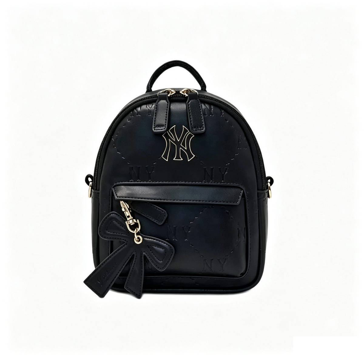 Mini Embossed Pattern Backpack for Women, Cute Bow Pendant Small Daypack, PU Leather Casual Rucksack Multi‑Way Shoulder Bag for Daily Use