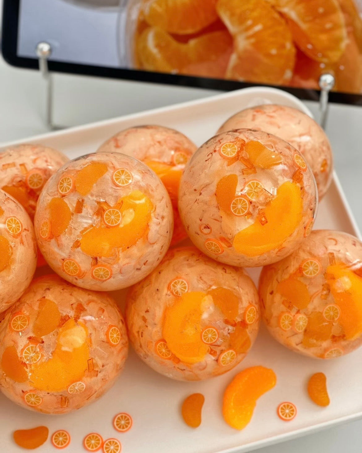Orange Jelly Stress Ball Squishy Stress Relief Fidget Toy