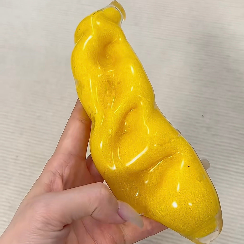 Crisp Satisfying Sound Yellow Banana Stress Ball Squishy Stress Relief Decompression Toy