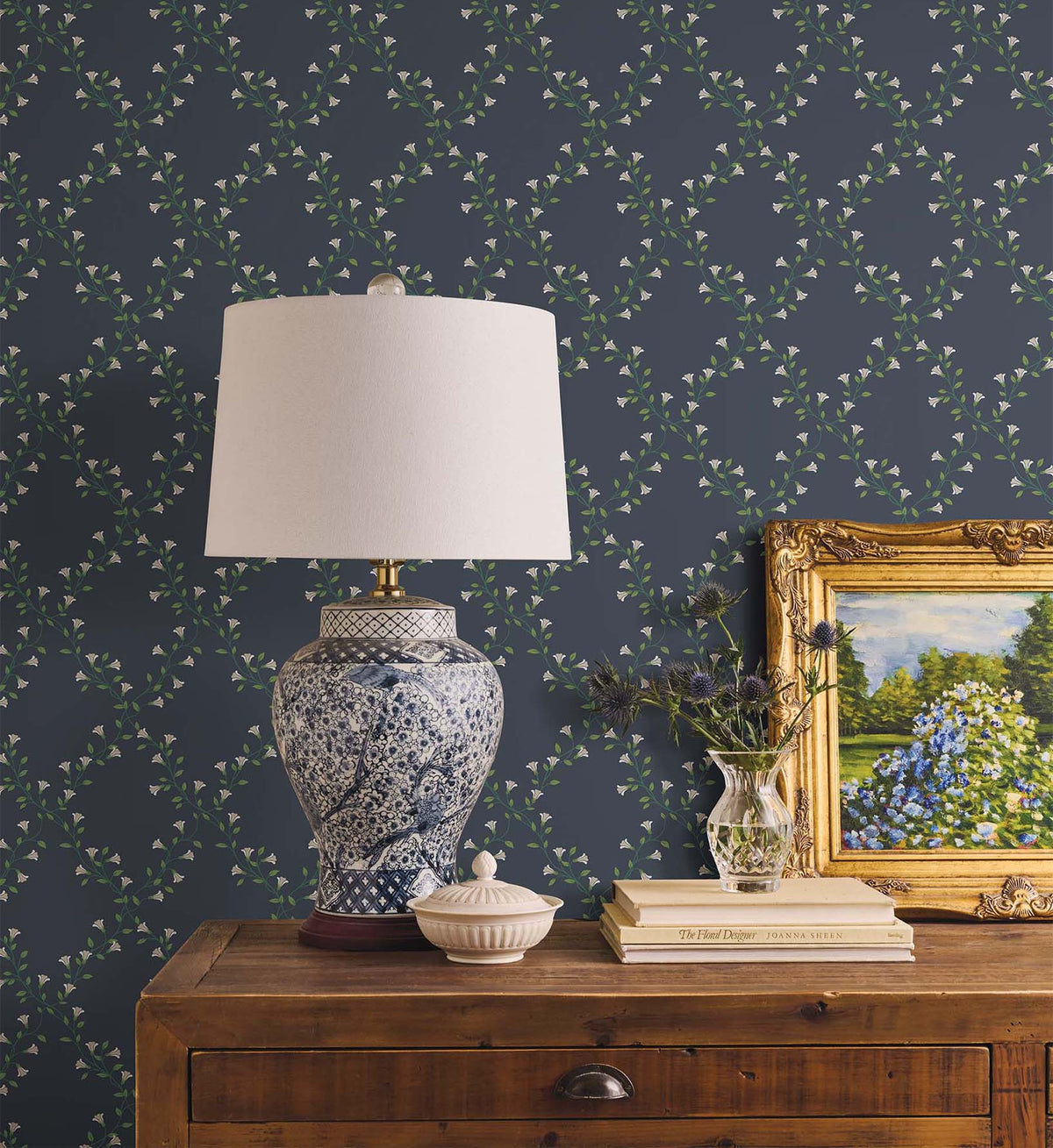 Bellflower Wallpaper Sample - Navy