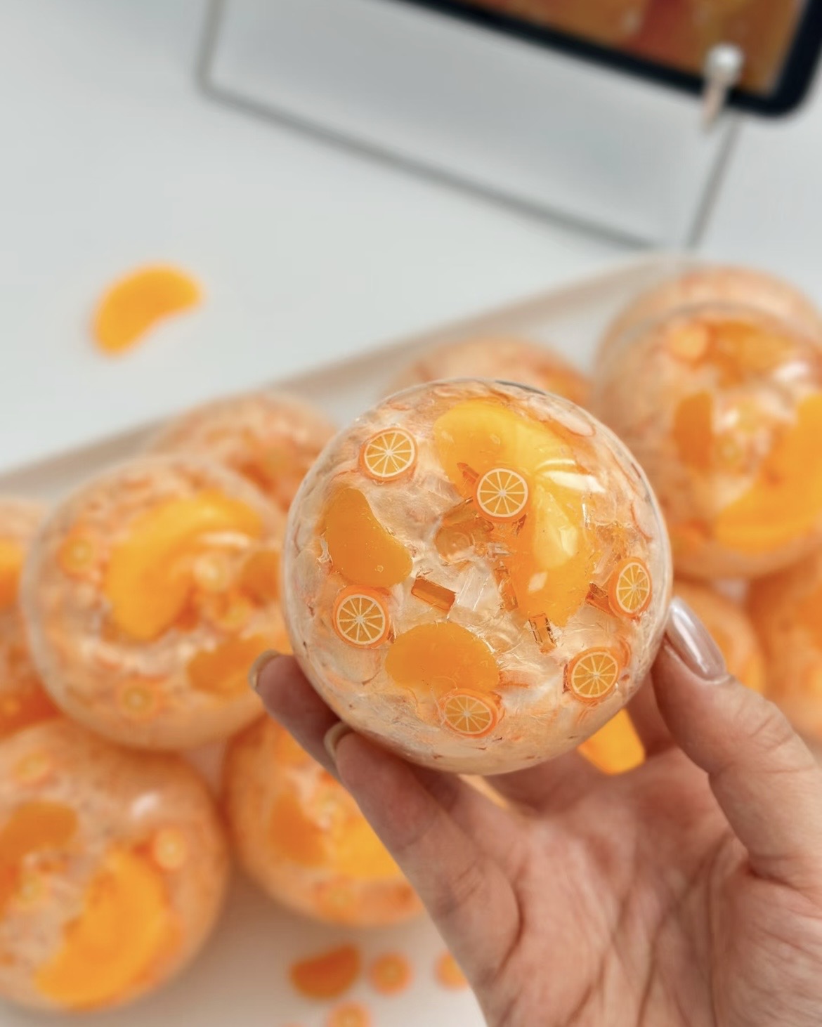 Orange Jelly Stress Ball Squishy Stress Relief Fidget Toy