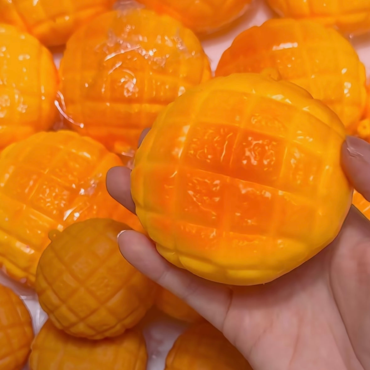 Crunchy Yellow & Pink Pineapple Bun Bead & Clay Base Handmade Stress Balls