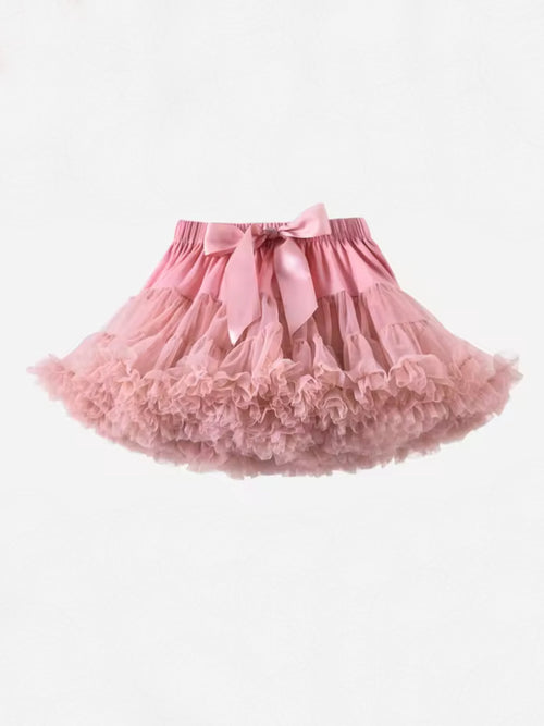 Adorable Fluffy Tulle Tutu Skirt with Satin Bow
