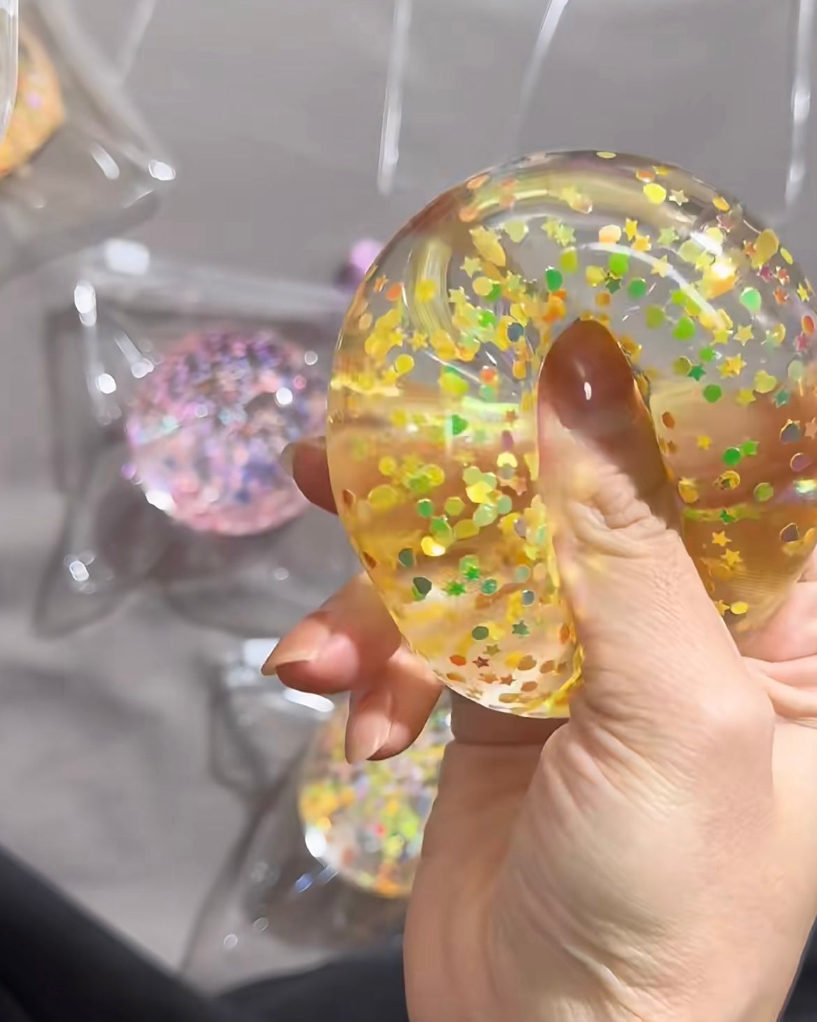 Glitter Maltose Stress Ball Squishy Stress Relief Decompression Toy