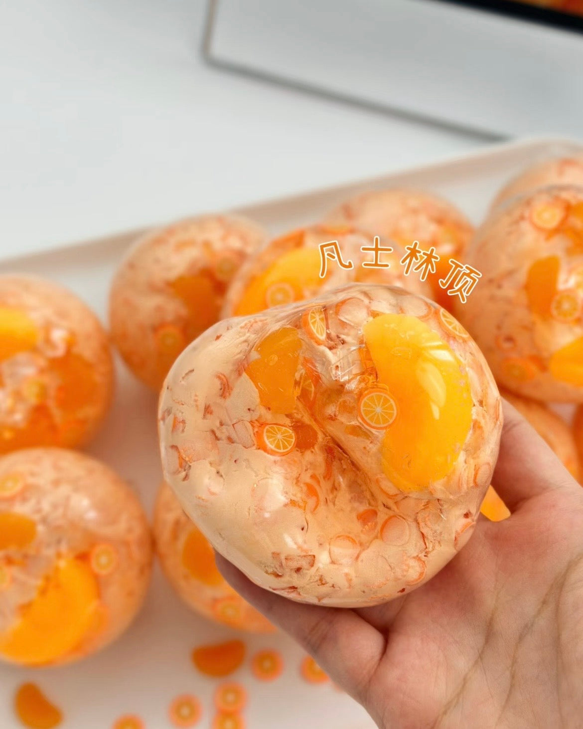 Orange Jelly Stress Ball Squishy Stress Relief Fidget Toy