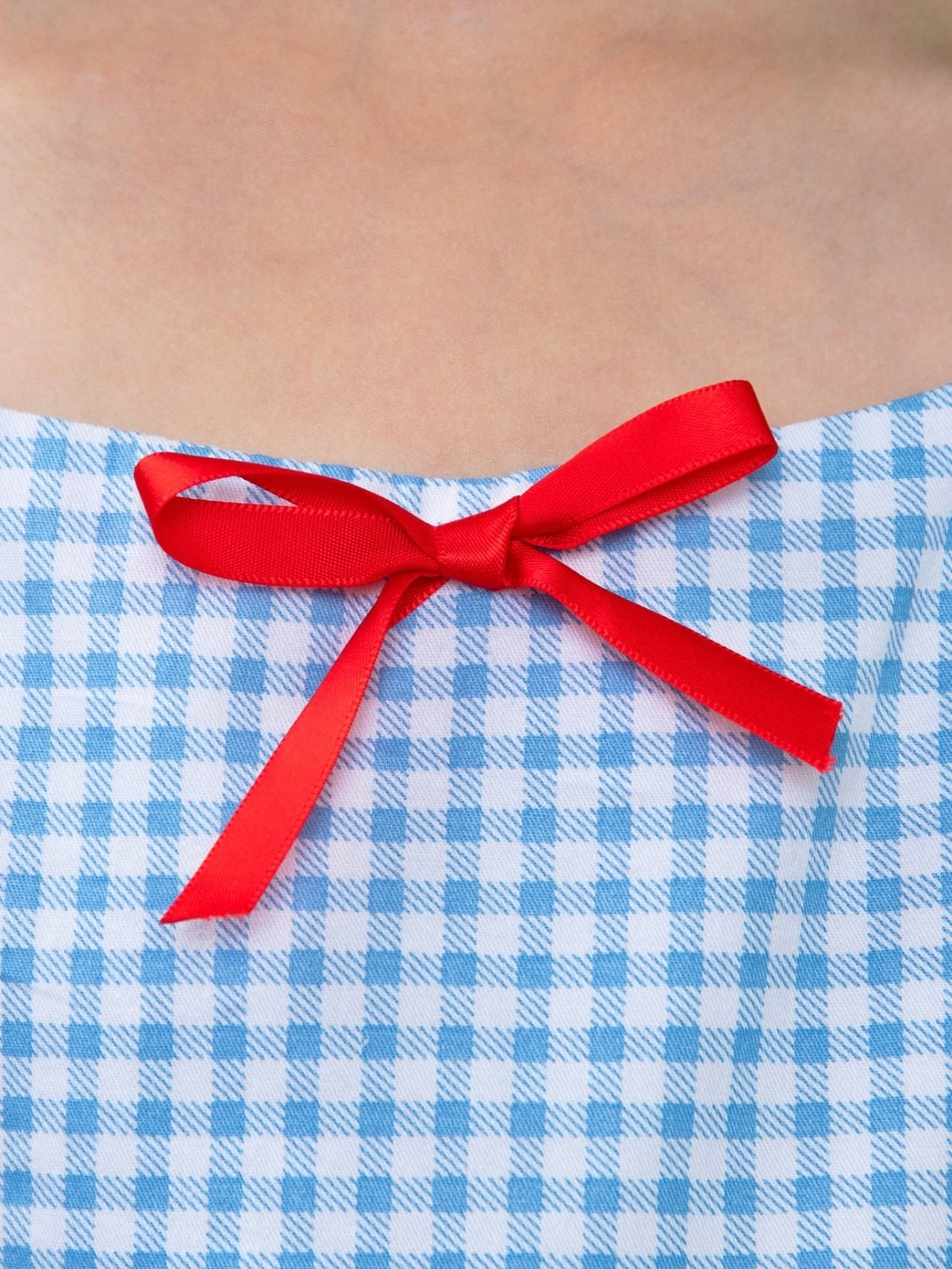 Apple Sweetheart Gingham Puff Sleeve Cotton Dress