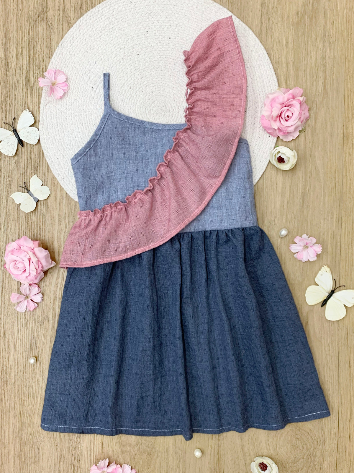 American Breeze Ruffle Chambray Dress