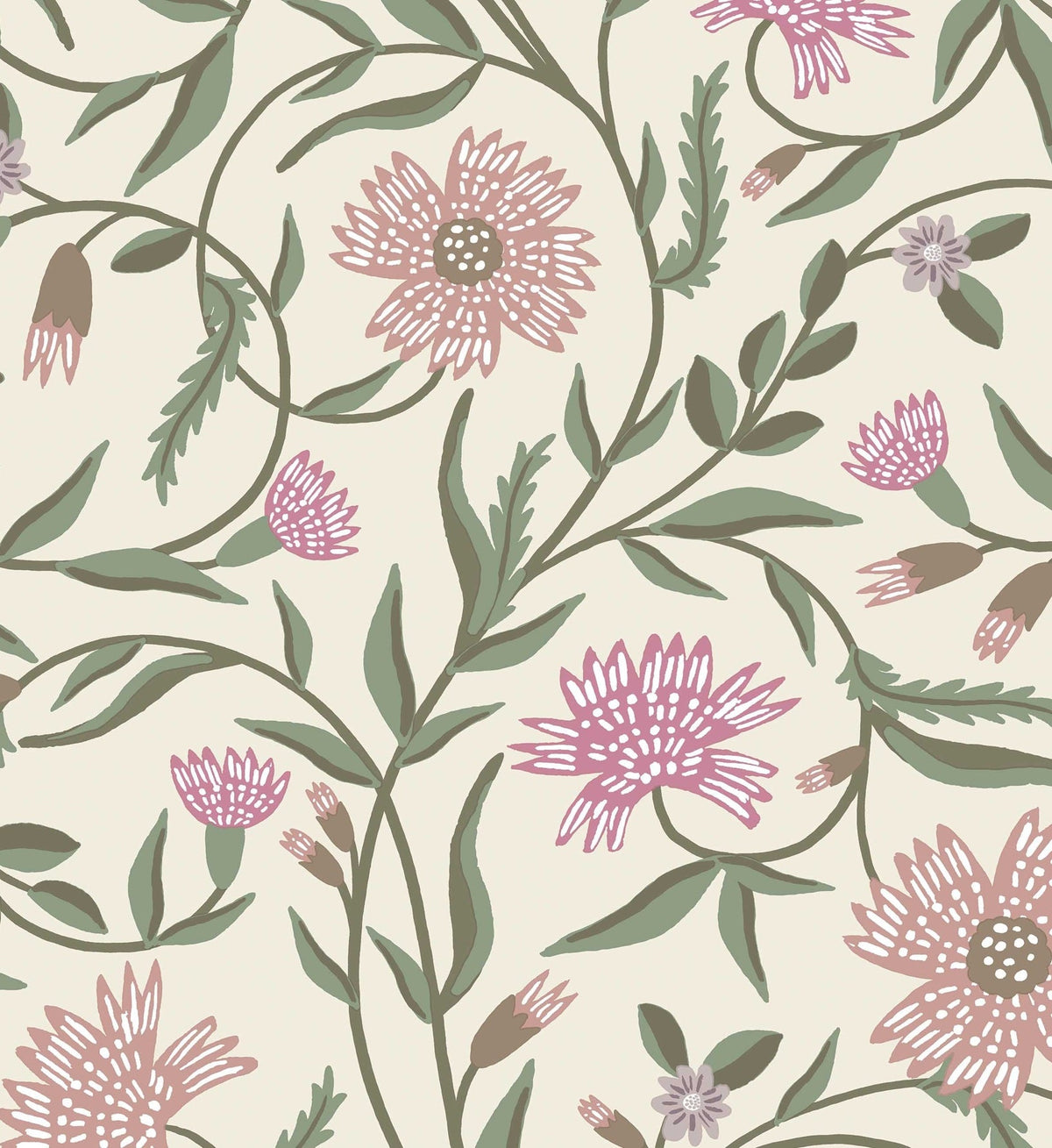 Aster Wallpaper - Linen & Rose